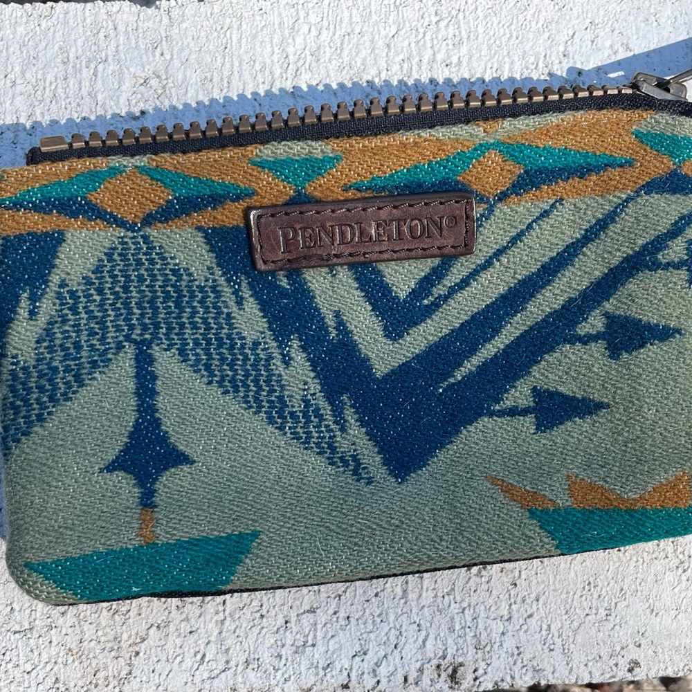 Pendleton Teal and Orange Patterned Pouch